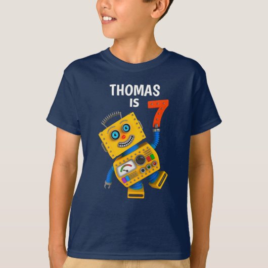 7e verjaardag Robot 7 jaar T-shirt (Voorkant)
