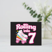7e verjaardag Roller Skating 7 jaar oud schaatsen Briefkaart (Staand voorkant)