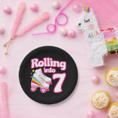 7e verjaardag rolschaatsen 7 jaar oud Schaats Papieren Bordje (Feest)