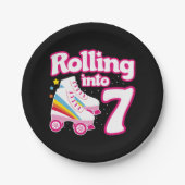 7e verjaardag rolschaatsen 7 jaar oud Schaats Papieren Bordje (Voorkant)