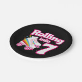 7e verjaardag rolschaatsen 7 jaar oud Schaats Papieren Bordje (Gekanteld)