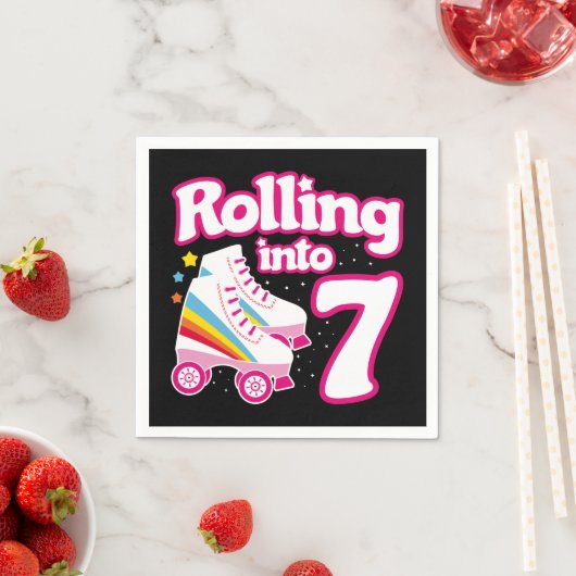 7e verjaardag rolschaatsen 7 jaar oud Schaats Servet (Insitu)