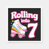 7e verjaardag rolschaatsen 7 jaar oud Schaats Servet (Voorkant)