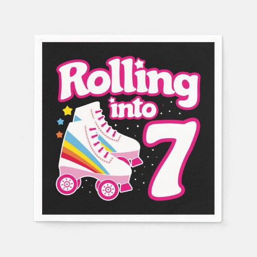 7e verjaardag rolschaatsen 7 jaar oud Schaats Servet (Voorkant)