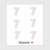 7e verjaardag roze nummer zeven patroon aangepaste sticker (Vel)