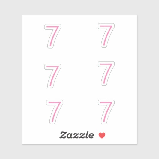 7e verjaardag roze nummer zeven patroon aangepaste sticker (Vel)