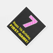 7e verjaardag: Roze strepen en hart "7" + naam Servet (Hoek)