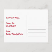 7e verjaardag: roze strepen & harten, regenboog 7 briefkaart (Achterkant)