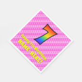 7e verjaardag: Roze strips & harten, regenboognr.  Servet (Hoek)