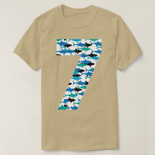 7e verjaardag Shark Pattern 7 jaar oud cadeau T-shirt (Design voorkant)