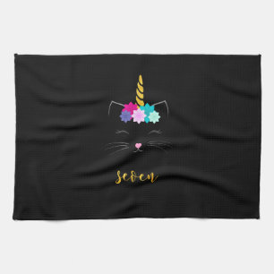 7e Verjaardag Shirt Kat Eenhoorn Meisjes Verjaarda Theedoek