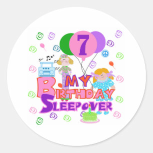 7e verjaardag slappover ronde sticker