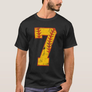 7e verjaardag softbal lichaam zeven 7 jaar oud mei t-shirt