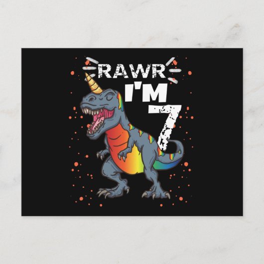 7e verjaardag T Rex Dinosaur Briefkaart (Voorkant)