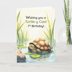 7e Verjaardag Turtley Cool Realistic Tortoise Pond Kaart