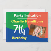 7e verjaardag uitnodiging met foto (Voorkant)