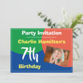 7e verjaardag uitnodiging met foto (Staand voorkant)