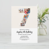 7e verjaardag uitnodiging minimalist - nummer 7 (Staand voorkant)