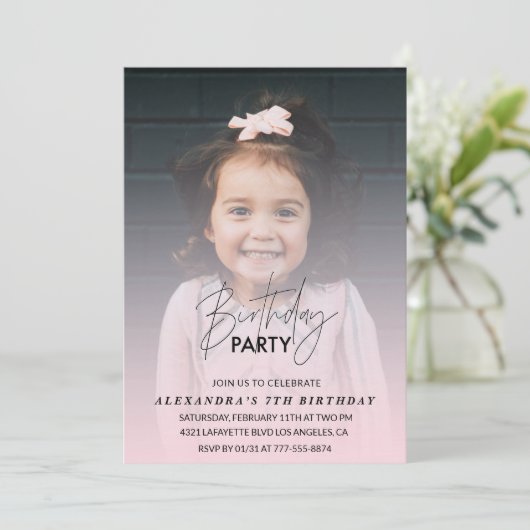 7e verjaardag uitnodiging Verjaardagsfeest Foto ro (Staand voorkant)