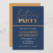 7e verjaardag uitnodiging Verjaardagsfeest Gold Na (Voorkant / Achterkant)