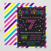 7e Verjaardag Uitnodiging voor een Meisjes Verjaar (Voorkant / Achterkant)