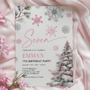 7e verjaardag uitnodiging, winter 7e verjaardag ro kaart
