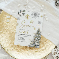 7e verjaardag uitnodiging, winter zeven verjaardag