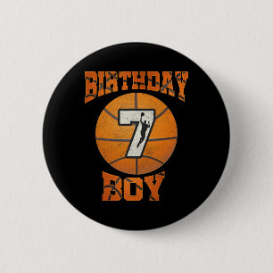 7e verjaardag Uitstekende jongen Basketball 7 jaar Ronde Button 5,7 Cm