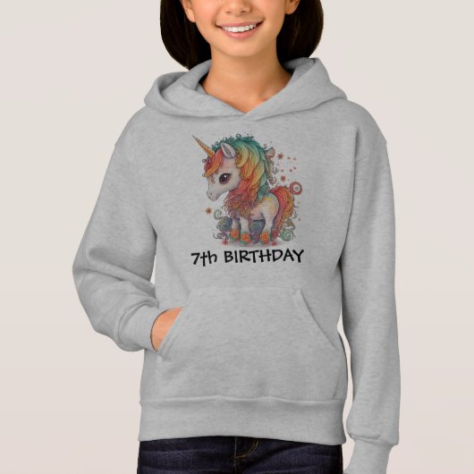 7E VERJAARDAG UNICORN KINDER T-SHIRT (Voorkant)