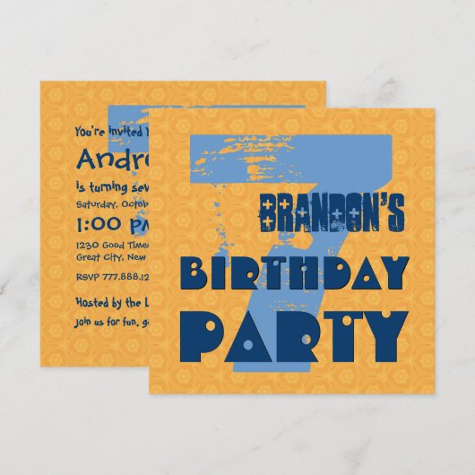 7e verjaardag van de 7 jaar oud baanontwerp V2 Kaart (Voorkant / Achterkant)