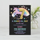 7e verjaardag van de eenhoorn kaart (Staand voorkant)