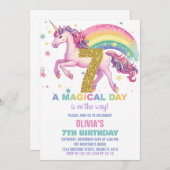 7e verjaardag van de eenhoorn kaart (Voorkant / Achterkant)