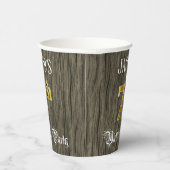 7e verjaardag van de Faux Gold & Faux Wood Papieren Bekers (Rechts)