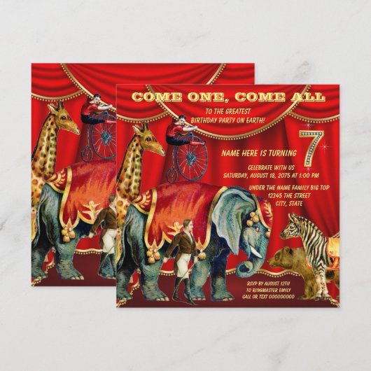 7e verjaardag van de geboorte kaart (Voorkant / Achterkant)