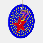 7e verjaardag van de Rode Star-ronde Keramisch Ornament (Rechts)