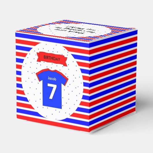 7e verjaardag van de speciale naam sport bedankdoosjes (Achterkant)