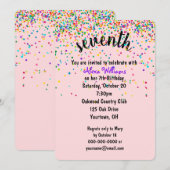 7e verjaardag van de uitnodiging tot Confetti van  (Voorkant / Achterkant)