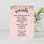 7e verjaardag van de uitnodiging tot Confetti van  (Staand voorkant)