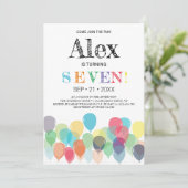 7e verjaardag van de uitnodiging van de Balloons-p (Staand voorkant)