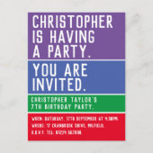 7e verjaardag van de uitnodiging van het kind briefkaart (Voorkant)