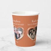 7e verjaardag van het huwelijk met koper foto's papieren bekers (Links)