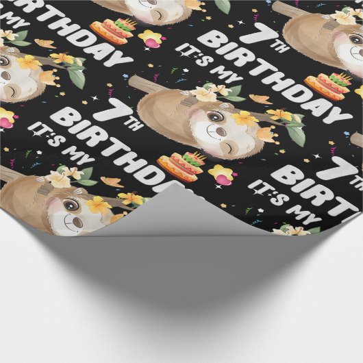 7e verjaardag van het meisje van de grote partij i cadeaupapier (Hoek)