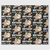 7e verjaardag van het meisje van de grote partij i cadeaupapier (Vlak)