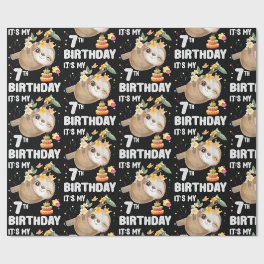 7e verjaardag van het meisje van de grote partij i cadeaupapier (Vlak)