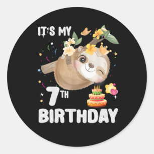7e verjaardag van het meisje van de grote partij i ronde sticker