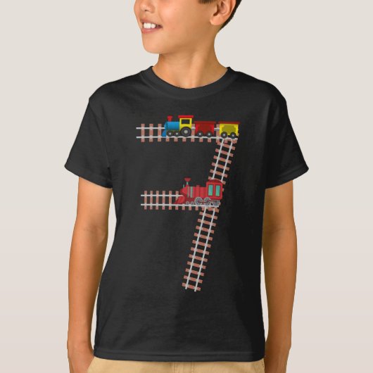 7e verjaardag van het thema "Train 7 jaar oude jon T-shirt (Voorkant)