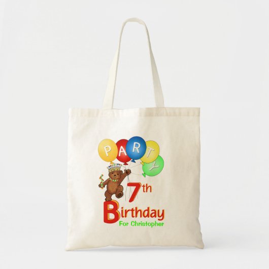7e verjaardag van Teddy Bear Prince Goodie Tote Bag (Voorkant)