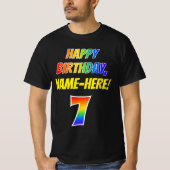 7e Verjaardag - Vet, Leuk, Regenboog 7, Aangepaste T-shirt (Voorkant)