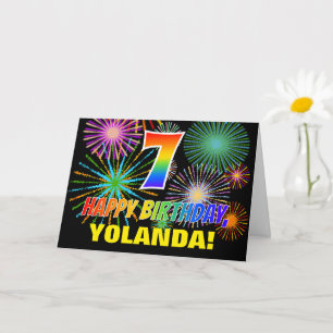 7e verjaardag: Vet, Plezier, Vuurwerk, Regenboog 7 Kaart