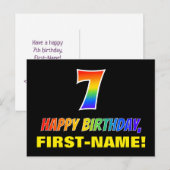 7e verjaardag: Vet, Vun, eenvoudig, regenboog 7 Briefkaart (Voorkant / Achterkant)